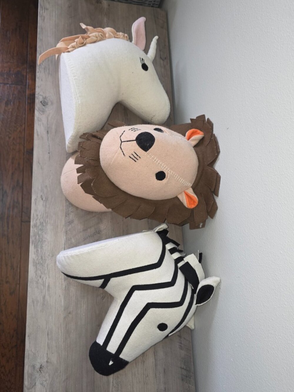 Pillowfort Decorations Unicorn Lion Zebra Wall Mount Standing Stuffed Animals - Picture 10 of 15